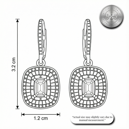 Grand Emerald-Cut Halo Drop Earrings | Made With Pure 925 Silver