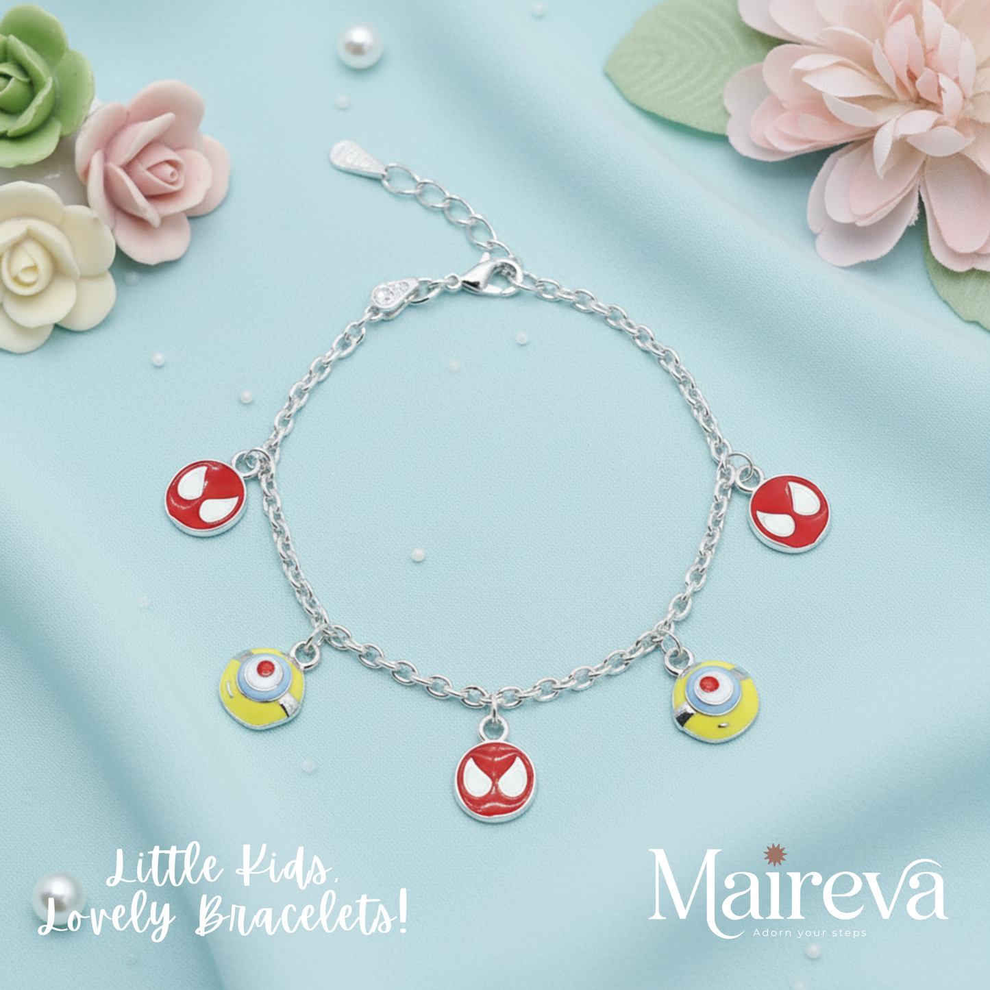 Minion & Spider-Man Inspired 925 Sterling Silver Kids Bracelet (5-Inch)