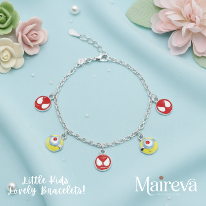 Minion & Spider-Man Inspired 925 Sterling Silver Kids Bracelet (5-Inch)