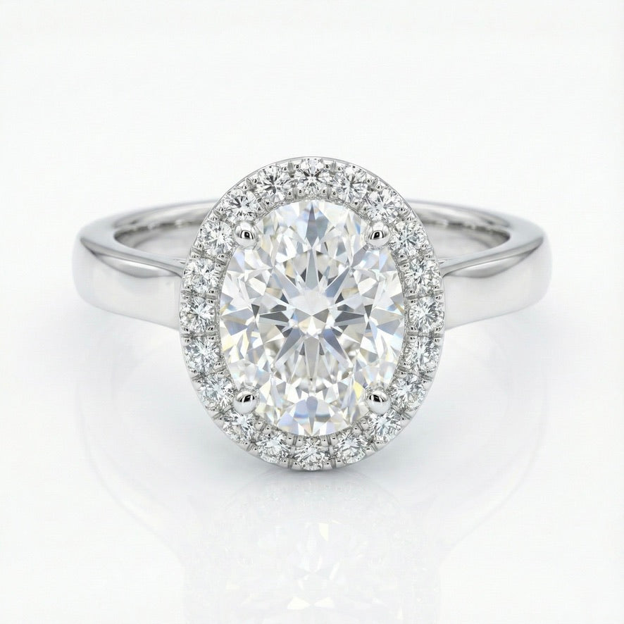 925 Silver Round CZ Halo Ring | Classic Solitaire Engagement Style Ring