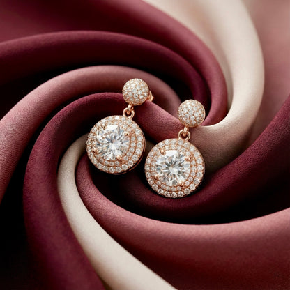 Double Halo Rose Gold Drops | Made With Pure 925 Silver