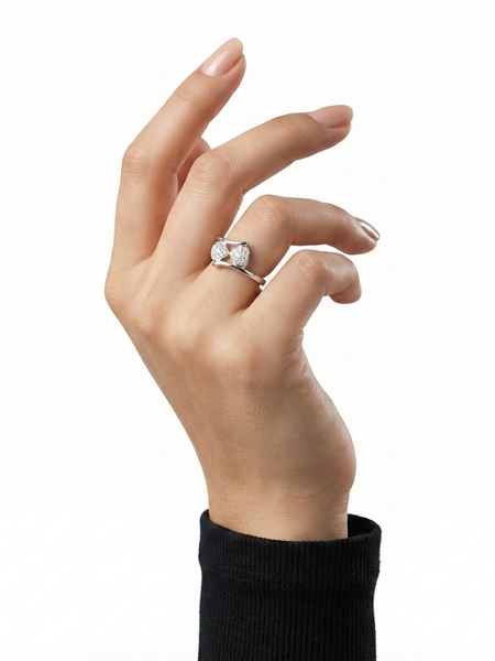 Silver Double-Heart Sparkle Ring for Women | 925 CZ Romantic Ring