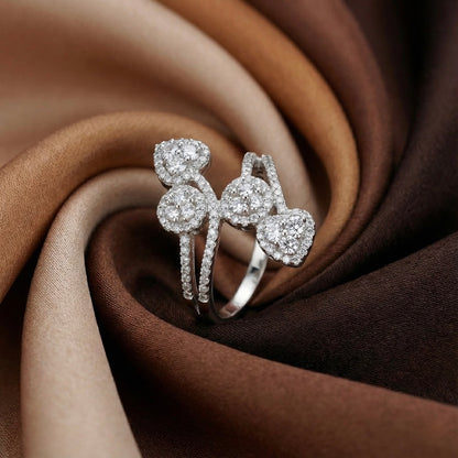 925 Silver Four-Heart Cluster Ring | Premium CZ Statement Ring