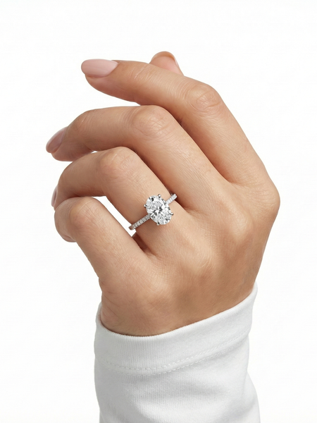 925 Silver Oval Solitaire Ring | Classic CZ Engagement Ring for Women