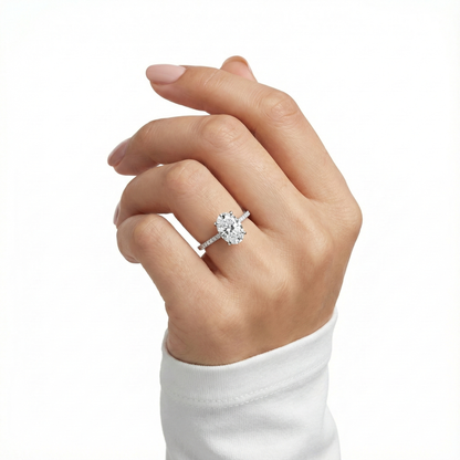925 Silver Oval Solitaire Ring | Classic CZ Engagement Ring for Women