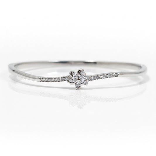 Silver Floral Sparkle Adjustable Bangle