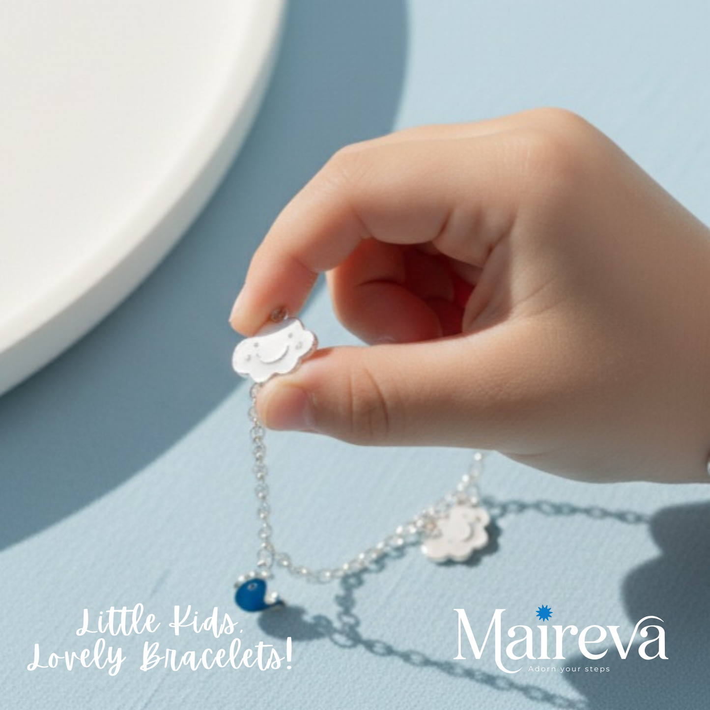 Teddy Bear & Whale Charm 925 Sterling Silver Kids Bracelet (5-Inch)