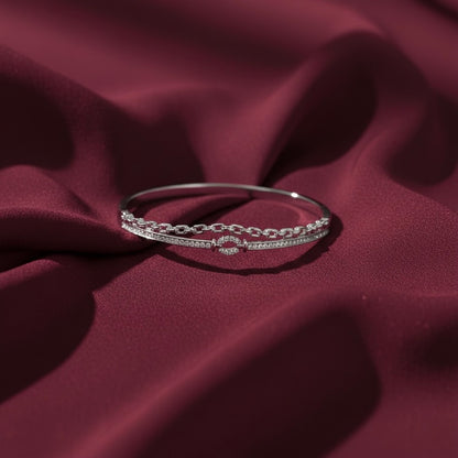 Silver Dual-Layer Adjustable Chain Bangle