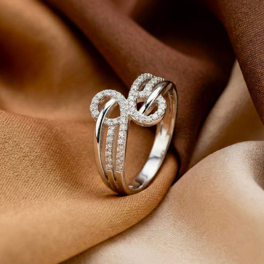 Elegant Bow Knot Silver Ring for Women | 925 CZ Statement Ring