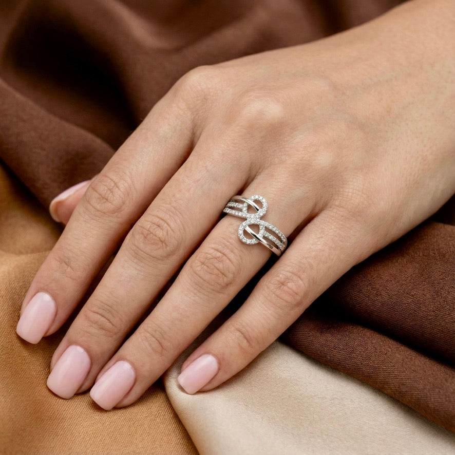 Elegant Bow Knot Silver Ring for Women | 925 CZ Statement Ring