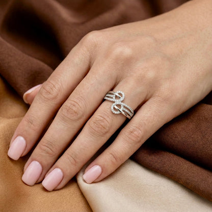 Elegant Bow Knot Silver Ring for Women | 925 CZ Statement Ring