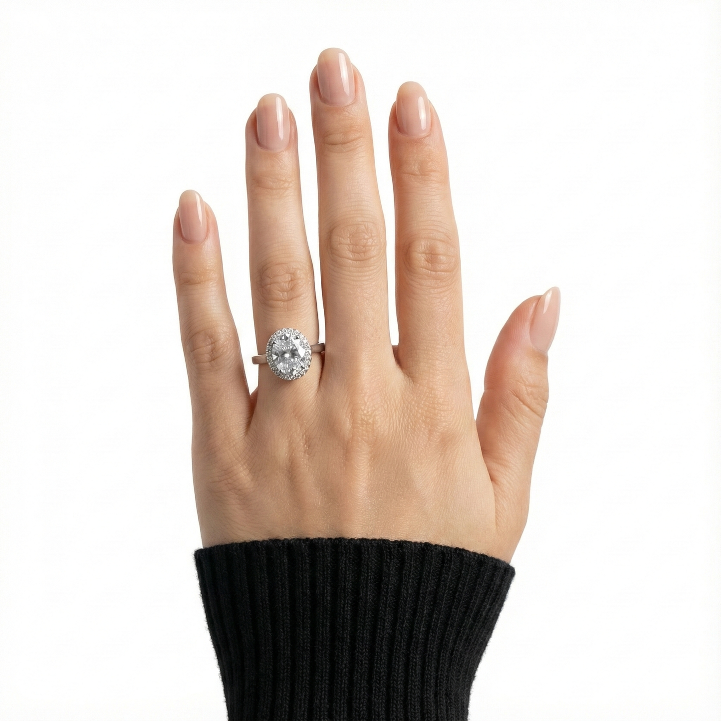 925 Silver Round CZ Halo Ring | Classic Solitaire Engagement Style Ring