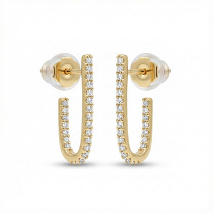 Lustre U-Curve Diamond Stud Earrings – 925 Silver (Gold Polish)