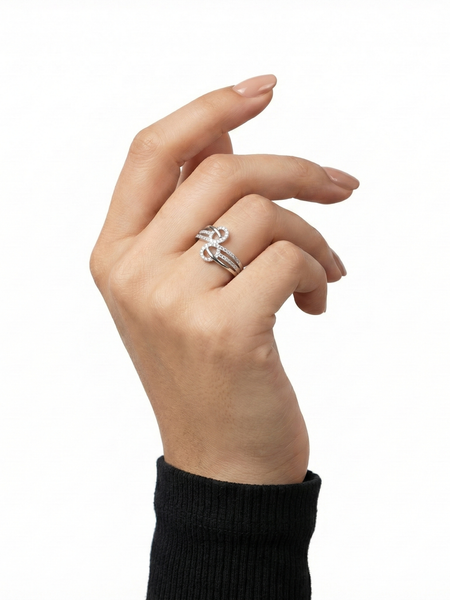Elegant Bow Knot Silver Ring for Women | 925 CZ Statement Ring