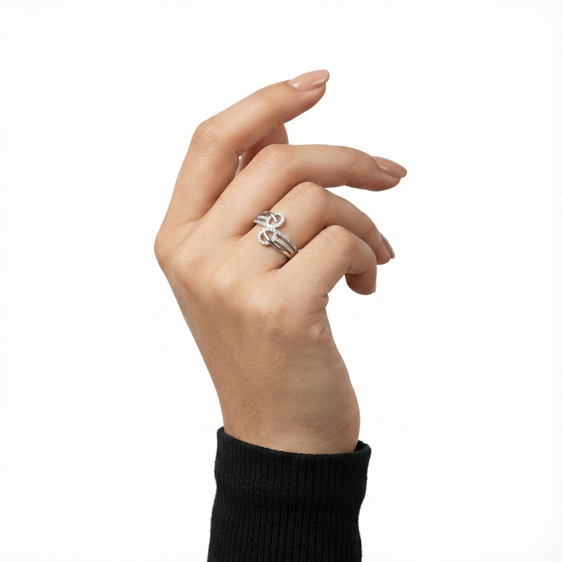Elegant Bow Knot Silver Ring for Women | 925 CZ Statement Ring