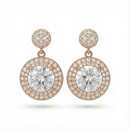 Double Halo Rose Gold Drops | Made With Pure 925 Silver