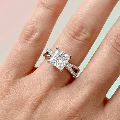 925 Silver Princess-Cut Solitaire Ring | Elegant CZ Engagement Ring
