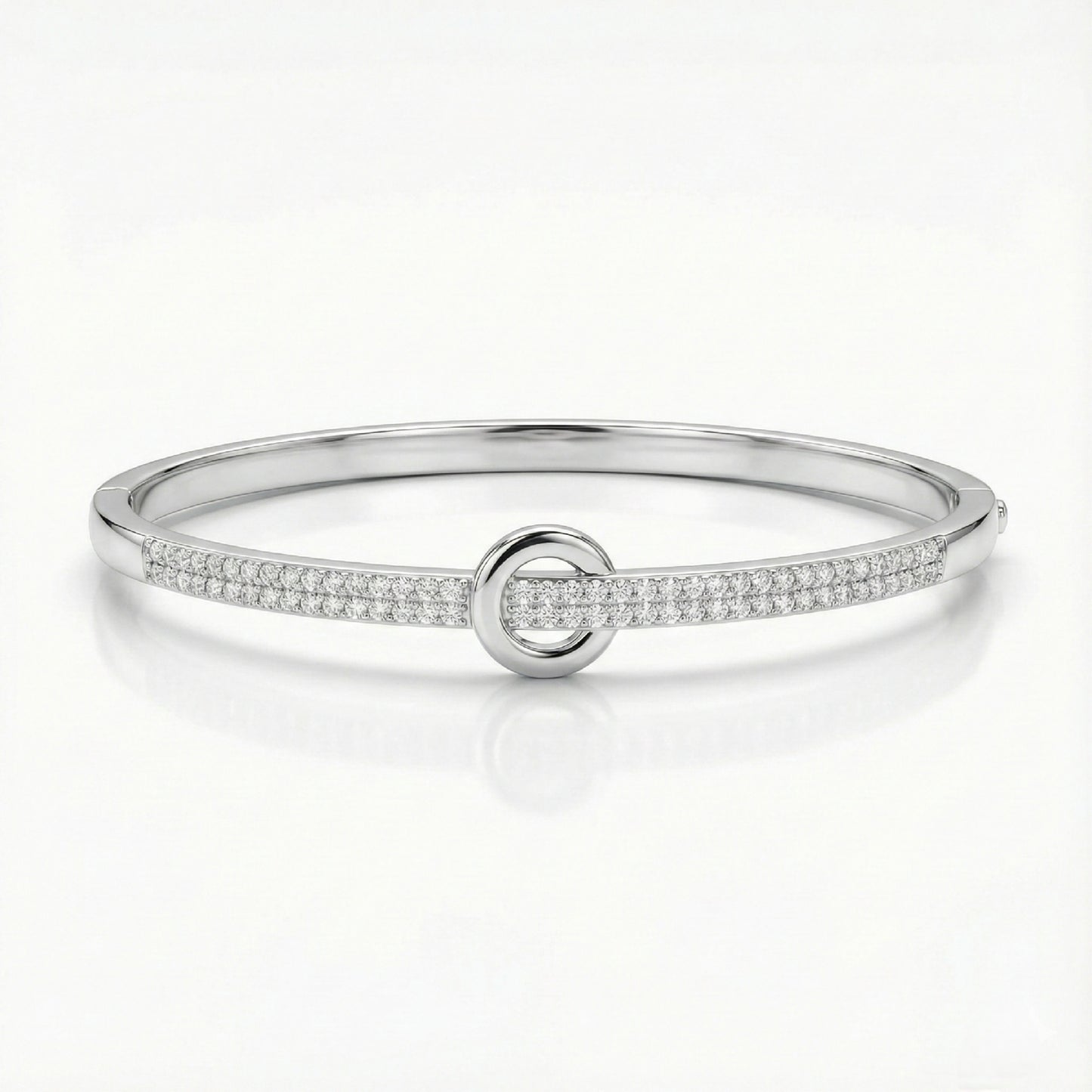 925 Silver Circle Knot Diamond-Style Fixed Bangle for Women