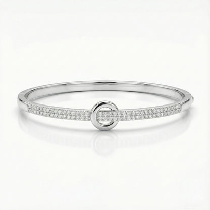 925 Silver Circle Knot Diamond-Style Fixed Bangle for Women