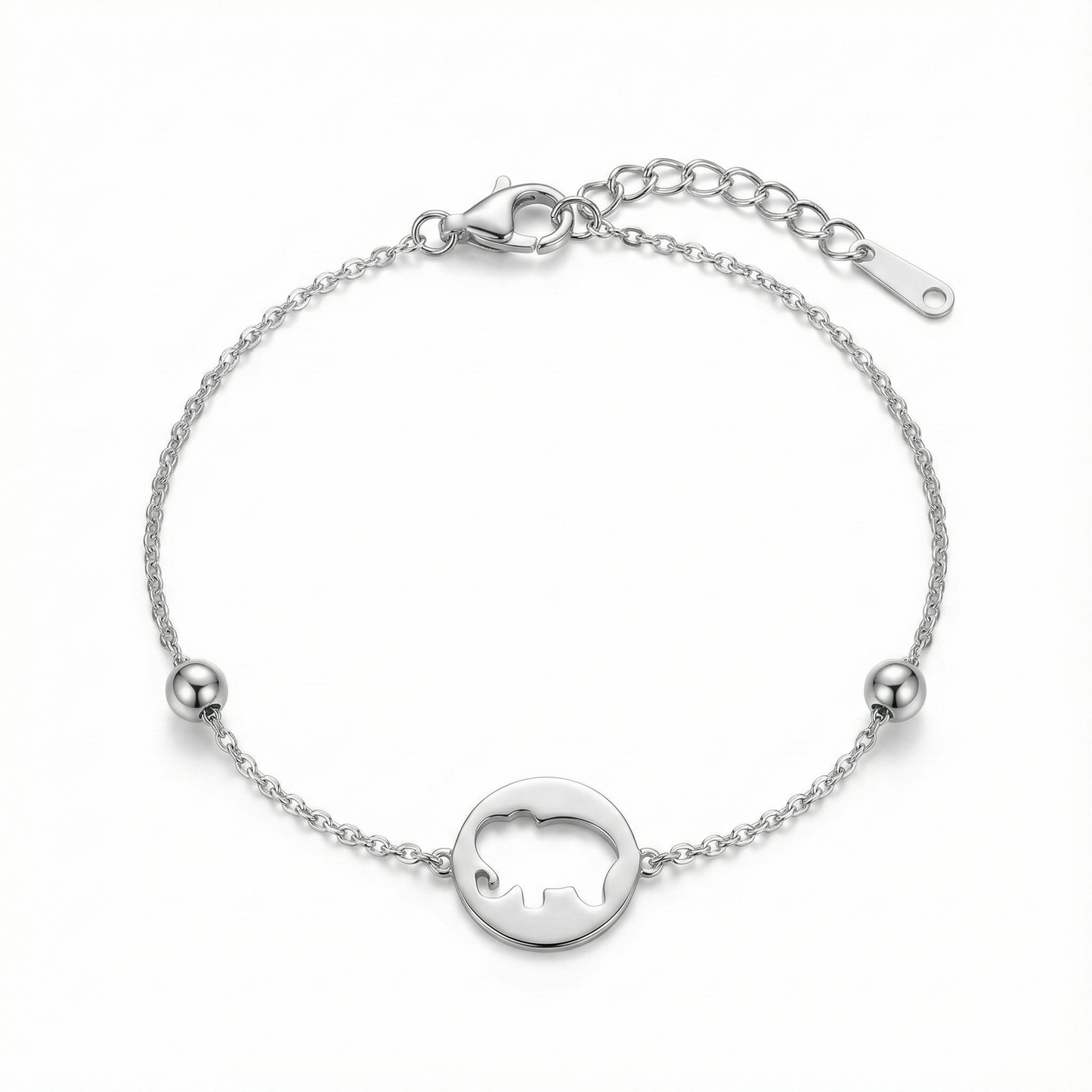 925 Silver Elephant Cutout Minimal Bracelet