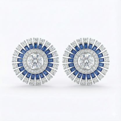 Sapphire Burst Stud Earrings | Made With Pure 925 Silver