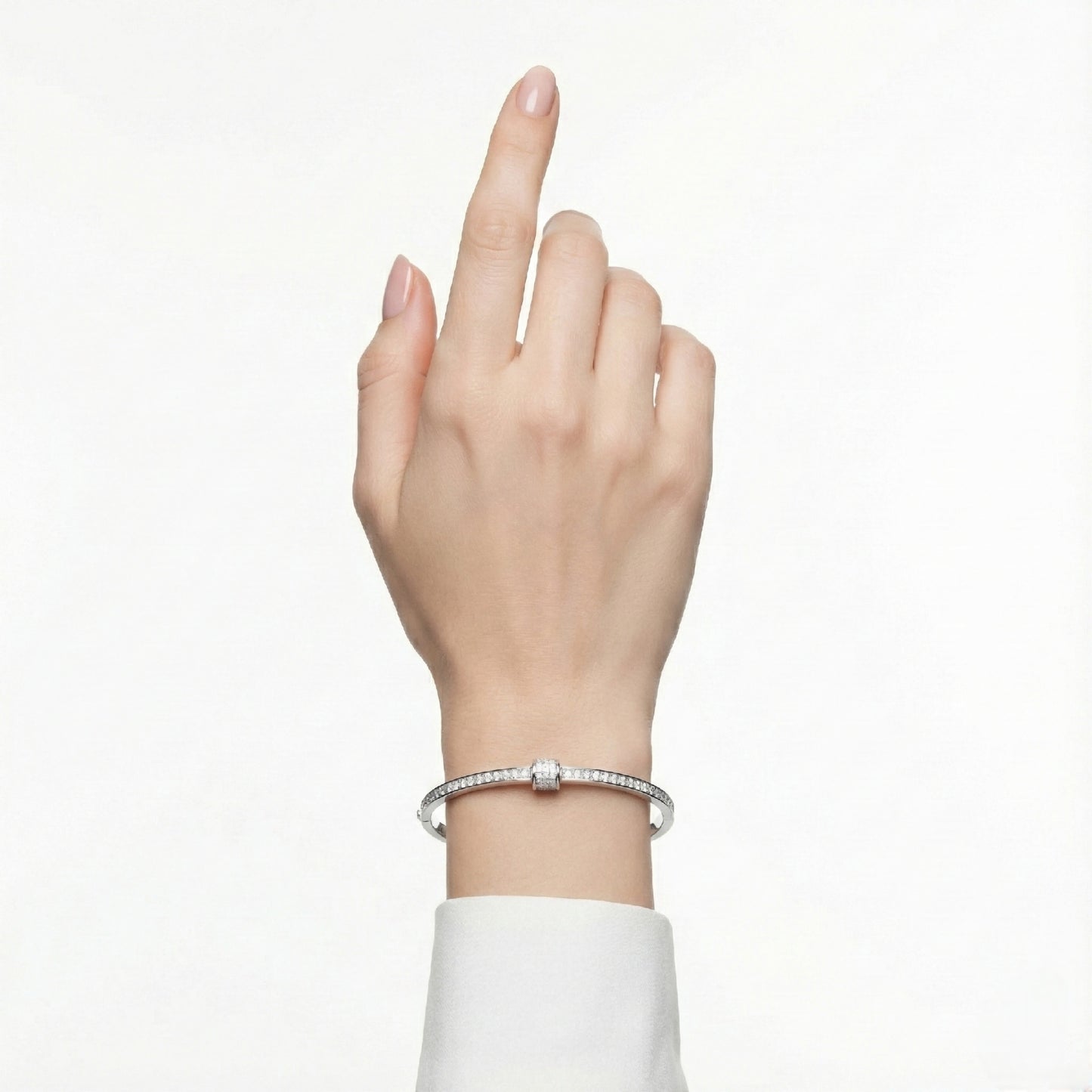 925 Silver Classic Diamond Line Closed Bangle for Women