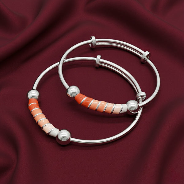 Orange Swirl Adjustable Kids Kada Set (13.9g) - 92.5 Silver