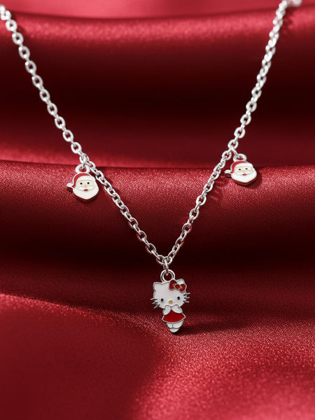 Hello Kitty & Santa Charm 925 Sterling Silver Chain for Kids.