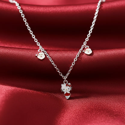 Hello Kitty & Santa Charm 925 Sterling Silver Chain for Kids.