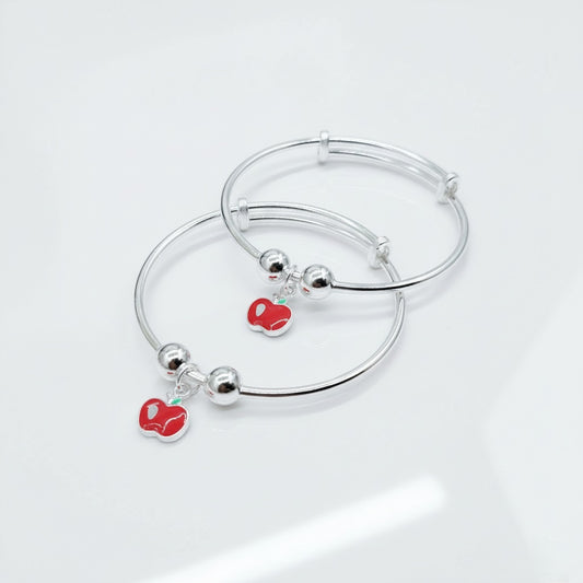 Sweet Apple Adjustable Kids Kada Set (13.6g) - 92.5 Silver