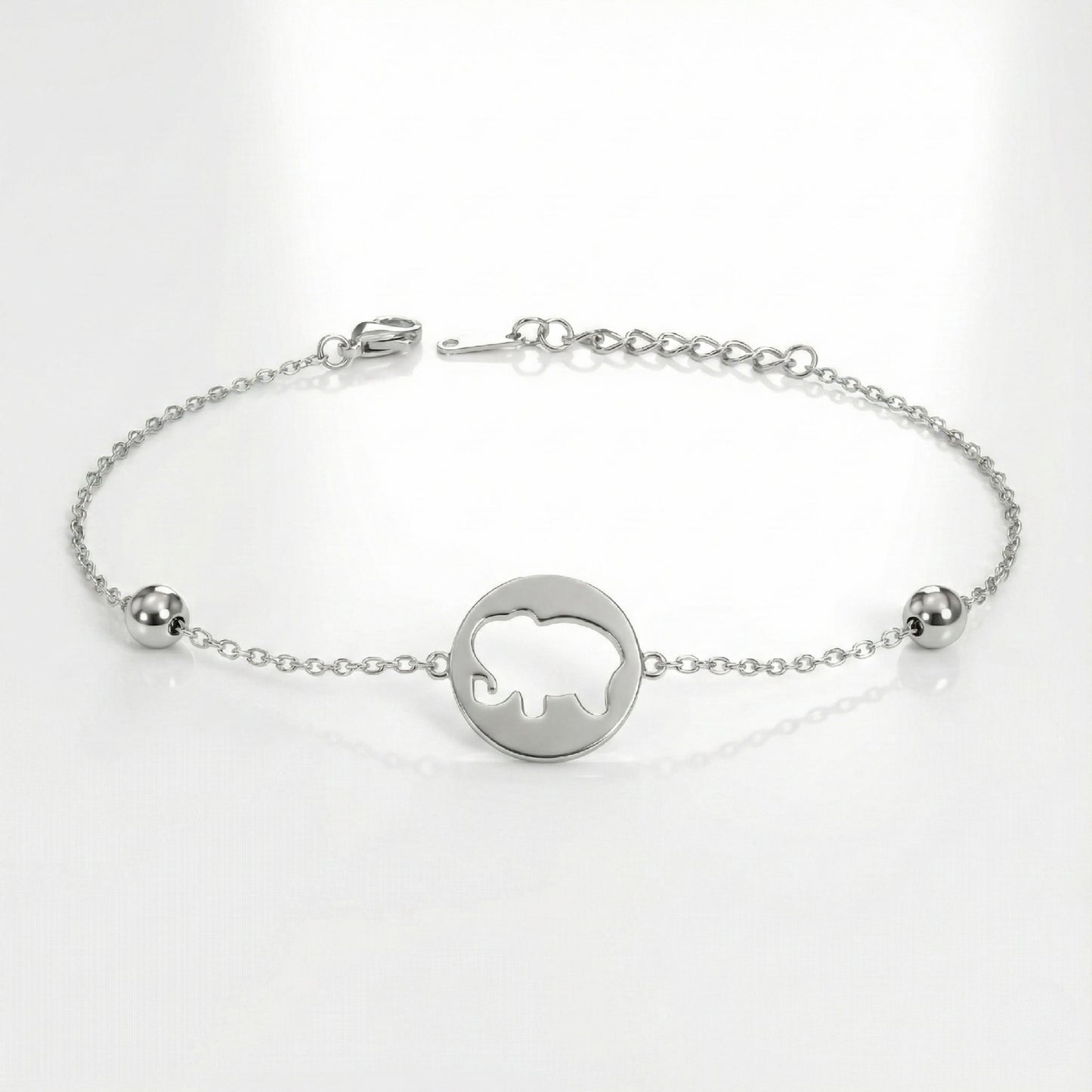 925 Silver Elephant Cutout Minimal Bracelet