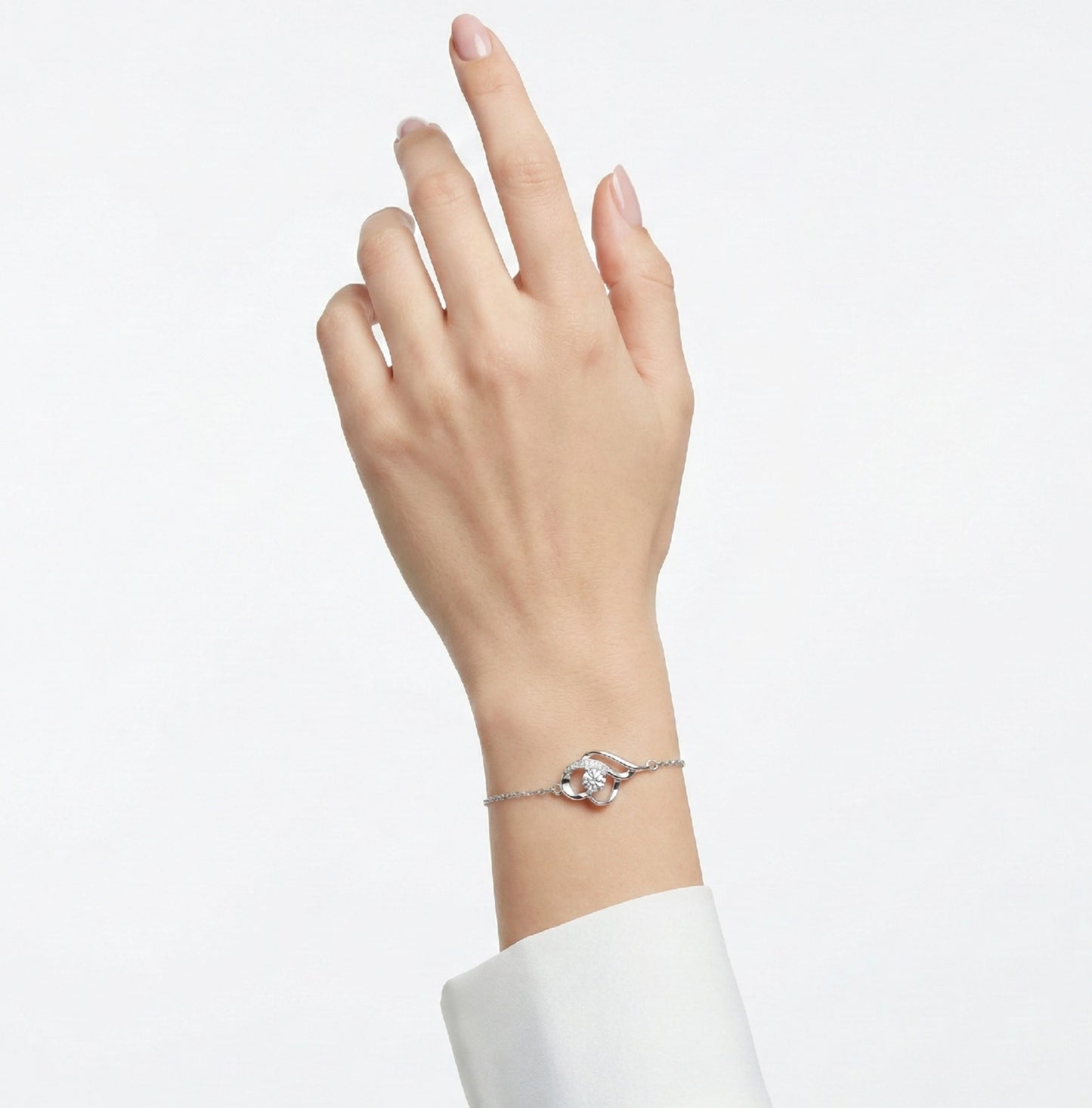 925 Silver Heart Harmony Bracelet with Sparkling Solitaire Centerpiece