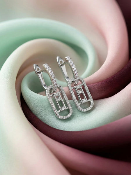 Shimmering Geometric Drop Earrings | Made With Pure 925 Silver