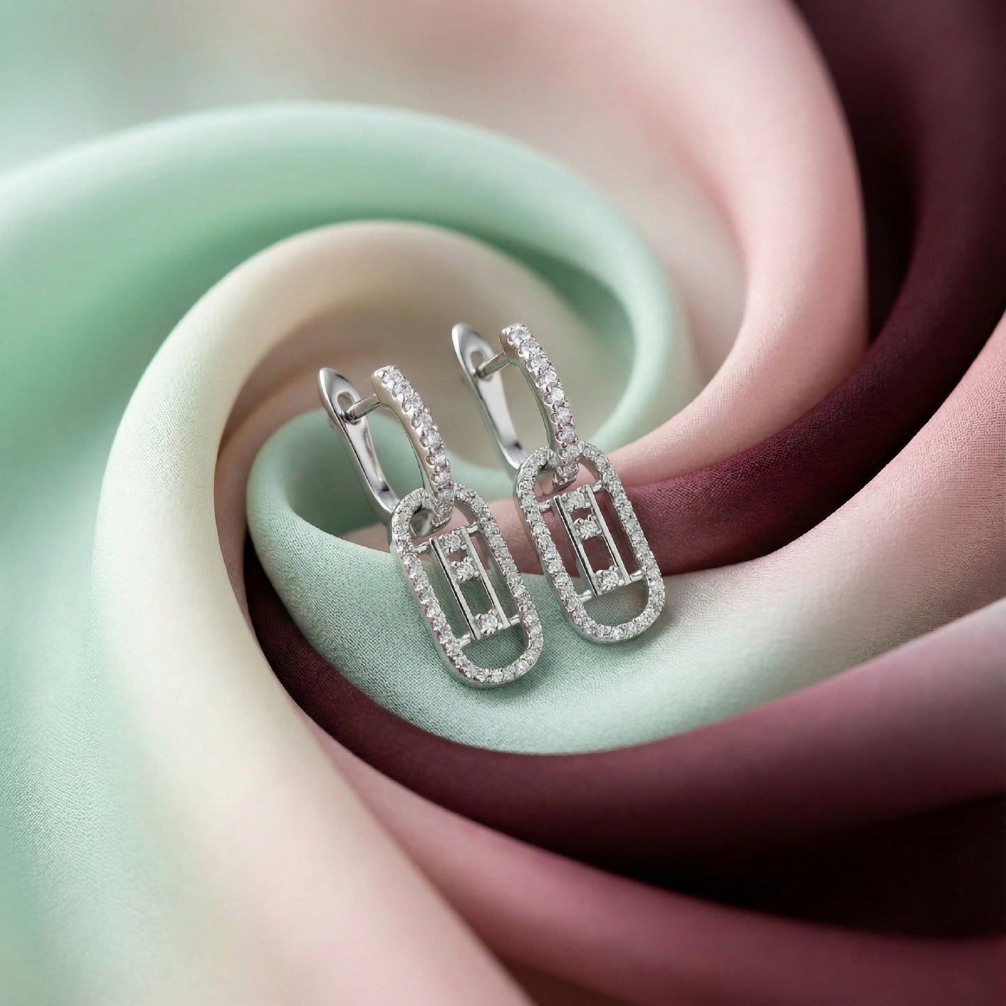 Shimmering Geometric Drop Earrings | Made With Pure 925 Silver