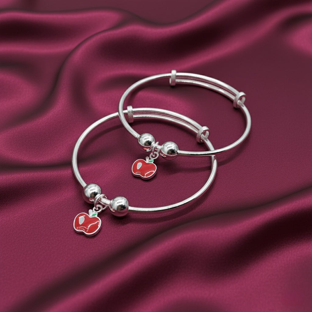 Sweet Apple Adjustable Kids Kada Set (13.6g) - 92.5 Silver