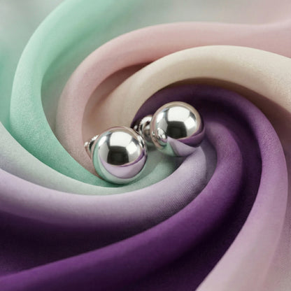 Mirror-Polished Silver Ball Stud Earrings Made With Pure 925 Silver