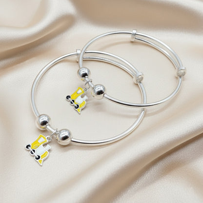 Yellow Train Adjustable Kids Kada Set (13.9g) - 92.5 Silver