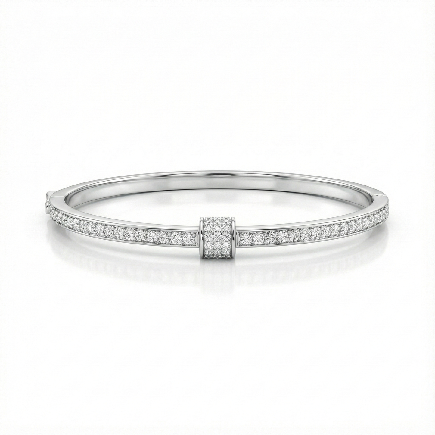 925 Silver Classic Diamond Line Closed Bangle for Women