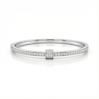 925 Silver Classic Diamond Line Closed Bangle for Women