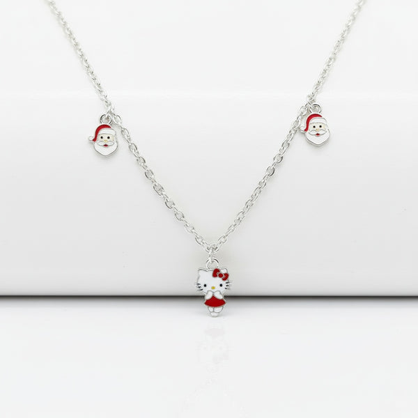 Hello Kitty & Santa Charm 925 Sterling Silver Chain for Kids.
