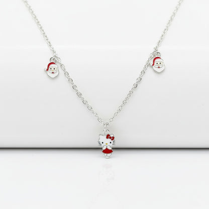 Hello Kitty & Santa Charm 925 Sterling Silver Chain for Kids.