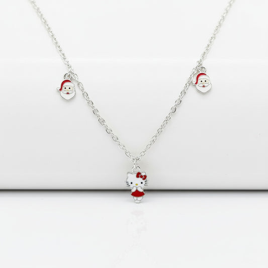 Hello Kitty & Santa Charm 925 Sterling Silver Chain for Kids.