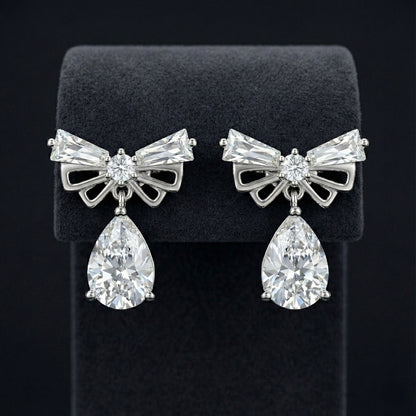 Sparkling Bow Drop Earrings | Made With Pure 925 Silver