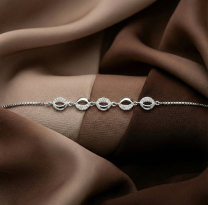 925 Sterling Silver Infinity CZ Adjustable Bracelet