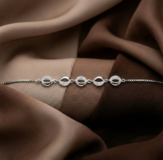 925 Sterling Silver Infinity CZ Adjustable Bracelet