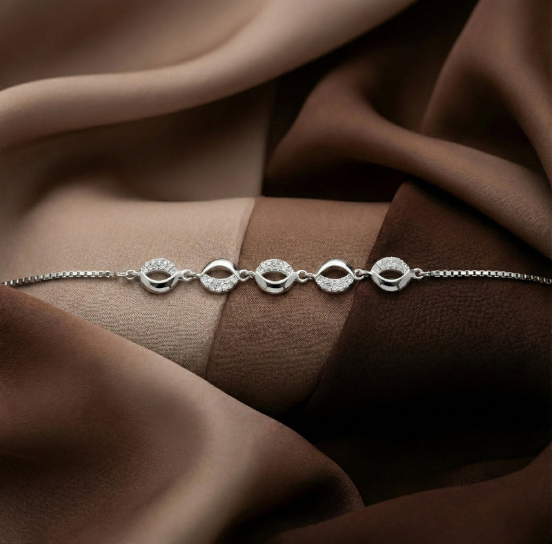 925 Sterling Silver Infinity CZ Adjustable Bracelet