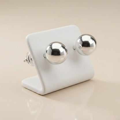 Mirror-Polished Silver Ball Stud Earrings Made With Pure 925 Silver