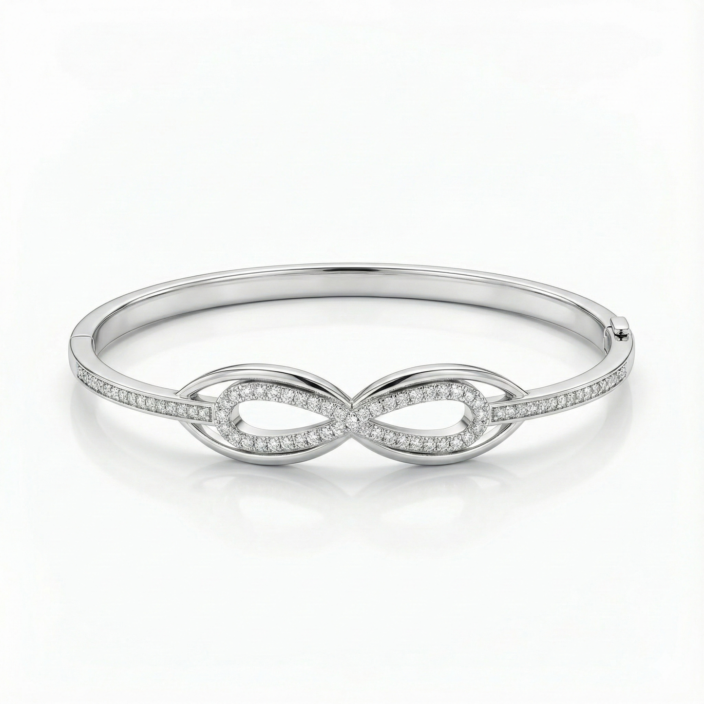 925 Silver Infinity Diamond-Style Fixed Bangle for Women