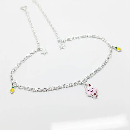 Ice Cream & Lemon Charm 925 Sterling Silver Chain for Kids