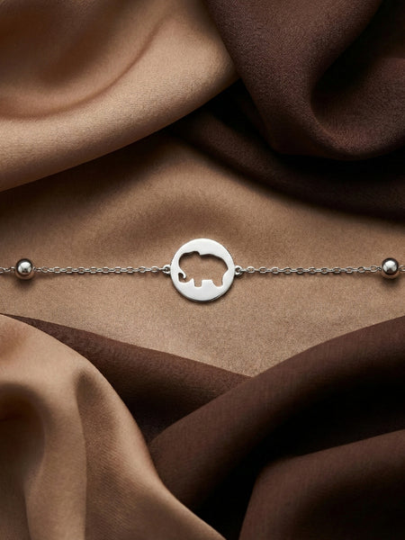 925 Silver Elephant Cutout Minimal Bracelet